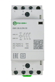 Модульный контактор 4НЗ контакта 32А (230В AC/DC)