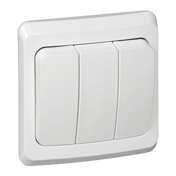 ЭТЮД С/У 3-клавишный ВЫКЛЮЧАТЕЛЬ 10 АХ, БЕЛЫЙ, Россия
