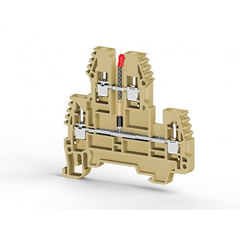 Клеммник 2-х ярусный, 2,5 мм.кв., с индикацией 48 VAC, (бежевый); PIK2,5 NLD 48VAC