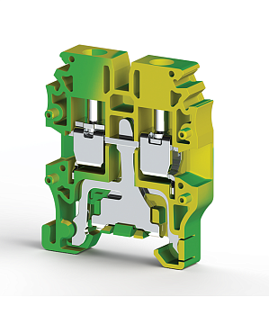 Клеммник винтовой мини 2,5 мм.кв., (земля);  MVK 2,5T