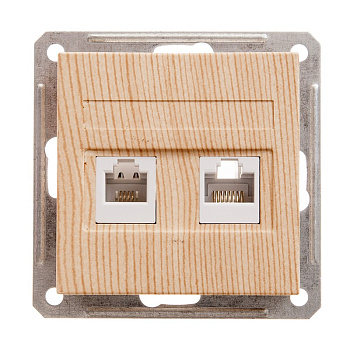W59 РОЗЕТКА двойная RJ11+RJ45, 160В, 1А, кат.5Е, механизм, СОСНА
