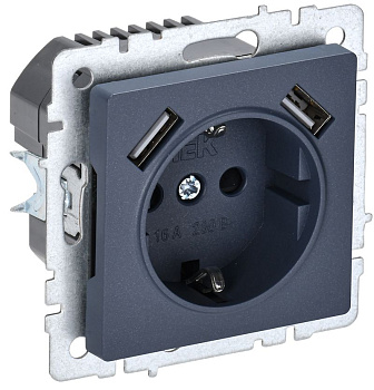 BRITE Роз. с з/к/ш 16А с USB A+A 3,1А РЮш10-2-БрМ мар. IEK