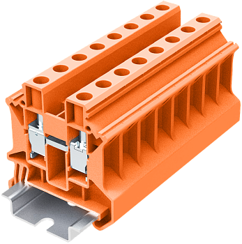 Клемма на DIN-рейку винт. 10 мм2 2 конт. проходная оранж.