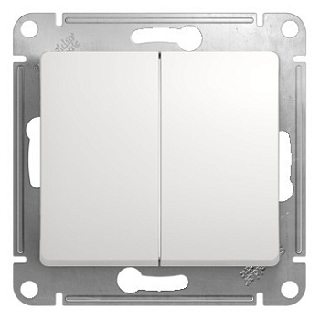 GLOSSA 2-клавишный ПЕРЕКЛЮЧАТЕЛЬ, сх.6/2, 10АХ, механизм, БЕЛЫЙ