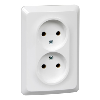 ЭТЮД С/У двойная РОЗЕТКА без заземления без шторок 16А 250B, БЕЛЫЙ, Россия