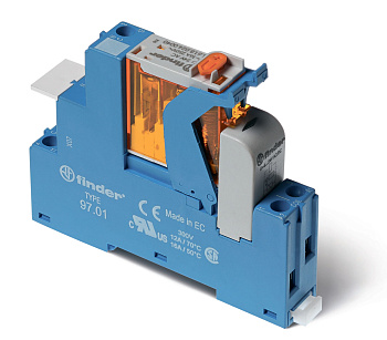 Интерфейсный модуль, электромеханическое реле; 1CO 16A; контакты AgNi; питание 12В AC; категория защиты IP20; винтовые клеммы; пластиковая клипса; LED + варистор; кнопка тест + мех.индикатор