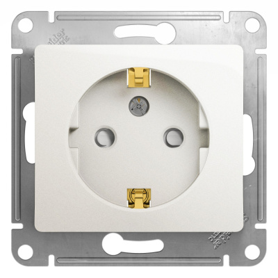 GLOSSA РОЗЕТКА с заземлением со шторками, 16А, механизм, ПЕРЛАМУТР