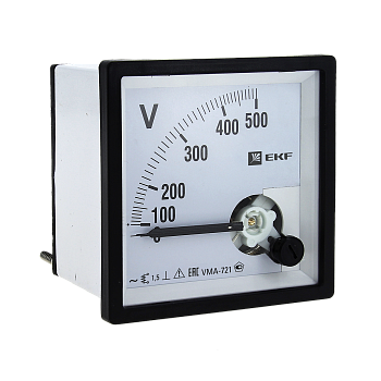 Вольтметр VMA-721 аналоговый на панель (72х72) квадратный вырез 500В прямое подкл. EKF PROxima Вольтметр VMA-721 аналоговый на панель (72х72) квадратный вырез 500В прямое подкл. EKF PROxima