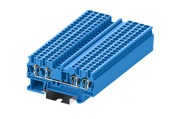 Клемма на DIN-рейку пружин. 2.5 мм2 4 конт. проходная синяя