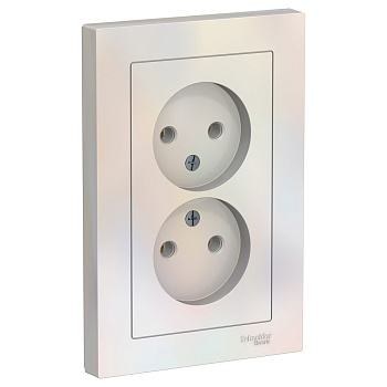 ATLASDESIGN РОЗЕТКА двойная без заземления,16А, в сборе, ЖЕМЧУГ