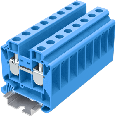 Клемма на DIN-рейку винт. 16 мм2 2 конт. проходная синяя