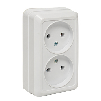 Рим Розетка 2-местная 10А без заземления керам. белая EKF PROxima