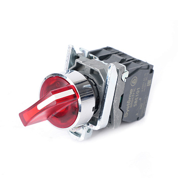 Пер-ль SB4 с подсвет в сборе 22мм 2поз красн с фикс металл 24В DC 1НО+1НЗ Пер-ль SB4 с подсвет в сборе 22мм 2поз красн с фикс металл 24В DC 1НО+1НЗ