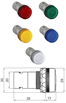 Лампа CL2-501L синяя со встроенным светодиодом 12В DC Лампа CL2-501L синяя со встроенным светодиодом 12В DC