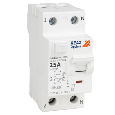 ВДТ без защиты от сверхтоков OptiDin DM63-2240-AC-4,5-УХЛ4 (2P, 40, 30mA)