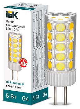 Лампа LED CORN капсула 5Вт 12В 4000К керамика G4 IEK