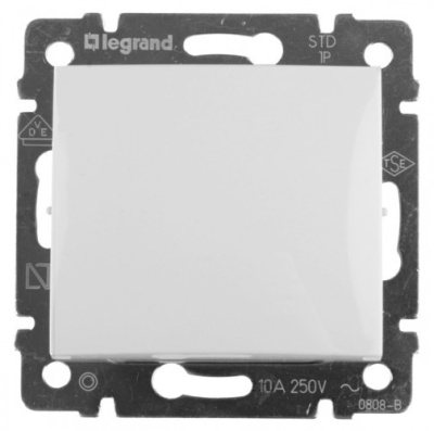 Выключатель 1-клавишный 10А безвинтовое крепление белый VALENA