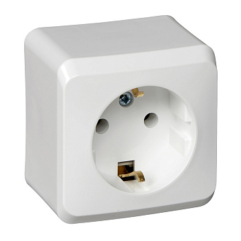 ЭТЮД О/У РОЗЕТКА с заземлением без шторок 16А 250В, БЕЛЫЙ, Россия