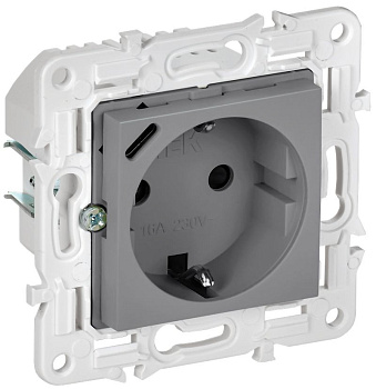 SKANDY Роз. с з/к/ш 16А с USB C 18Вт SK-R17Gr сер. IEK