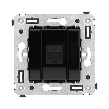 Компьютерная розетка RJ-45 без шторки в стену, кат.5е одинарная, "Avanti", "Черный квадрат"