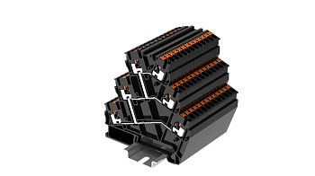 TPTS2.5-2-PV Трехуровневая клемма на DIN рейку PUSH IN; 6 проводников; 0,2-2,5мм2; чёрная