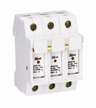 Держатель предохр. C10 со светодиод. индикацией 3P ДП-102 Держатель предохр. C10 со светодиод. индикацией 3P ДП-102