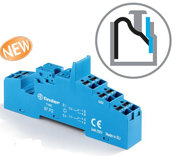 Розетка с безвинтовыми клеммами Push-in для реле 46.52; применяются модули 86.30, 99.02; в комплекте пластиковая клипса 097.01; версия: синий цвет