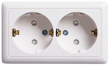 ХИТ О/У РОЗЕТКА двойная с зазем. со штор., ИЗОЛ.ПЛ. 16А, БЕЛЫЙ. Россия