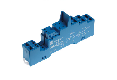 Розетка с безвинтовыми клеммами (пружинный зажим) для реле 40.51, 40.52, 40.61, 40.62; применяются модули 99.02, 86.30; в комплекте пластиковая клипса 095.91.3; версия: синий цвет