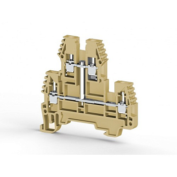 Клеммник 2-х ярусный, 2,5 мм.кв., с внутр.перемычкой, (бежевый);  PIK2,5NK