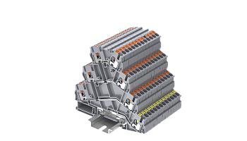 TPFS2.5-2-GY Клемма TP 4-уровневая, угловая, с заземл., Push-in, сеч.2.5мм2, сер.