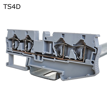 Клемма пружинная проходная 4 контакта 4 мм2, серая (уп. 24 шт.)