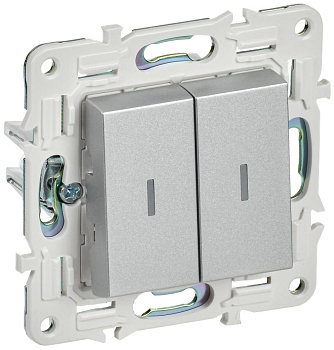 SKANDY Выключ. 2-кл. с инд. 10А SK-V09S сереб. IEK