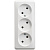 ЭТЮД О/У тройная РОЗЕТКА без заземления без шторок 16А 250В, БЕЛЫЙ, Россия