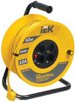 Катушка УК40 4 места 2P+PE/40м 3х1,0мм2 "Industrial" IEK