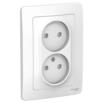 BLANCA С/У РОЗЕТКА двойная без заземления со шторками, 16А, 250В, БЕЛЫЙ
