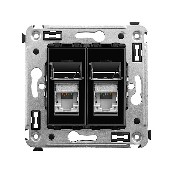 Компьютерная розетка RJ-45 в стену, кат.5e двойная экранированная,"Avanti", "Черный квадрат" Компьютерная розетка RJ-45 в стену, кат.5e двойная экранированная,"Avanti", "Черный квадрат"