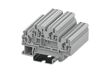 Клемма на DIN-рейку пружин. 1.5 мм2 4 конт. двухуровн. серая