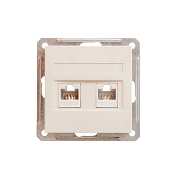 W59 РОЗЕТКА двойная компьютерная RJ45 кат.5Е, механизм, СЛОНОВАЯ КОСТЬ