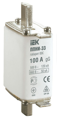 Плавкая вставка предохранителя ППНИ-33, габарит 00С, 100А