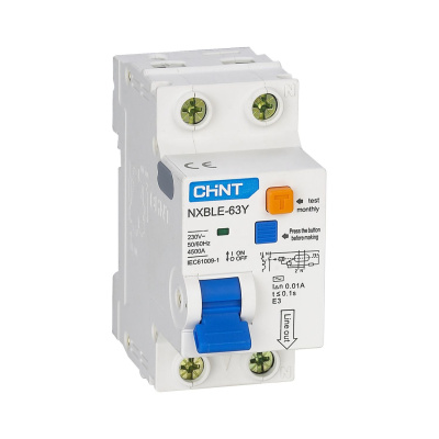 Диф. авт. выкл. NXBLE-63Y 1P+N 25А 10mA электронный тип AС, х-ка D, 4.5kA (R)(CHINT)