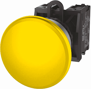 Грибовидная кнопка с металлическим кольцом серии TS2, диаметр 40мм, жёлт.