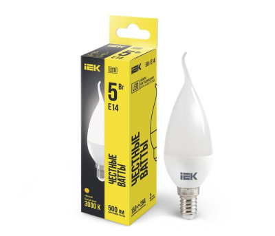 Лампа LED CB35 свеча на ветру 5Вт 230В 3000К E14 IEK