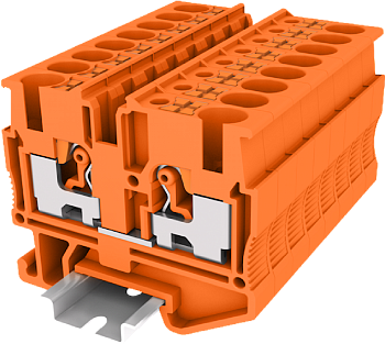 TPM2.5-2-OG Клемма мини TP 1-1 проходная, Push-in, сеч.2.5мм2, оранж.