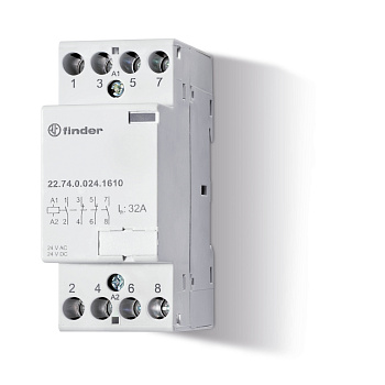 Модульный контактор; 4NC 32А; контакты AgNi; катушка 240В АС/DC; ширина 17.5мм; степень защиты IP20; опции: мех.индикатор