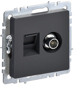 BRITE Роз. двойная TV+RJ45 кат.5E РТВ/РК12-БрГ граф. IEK