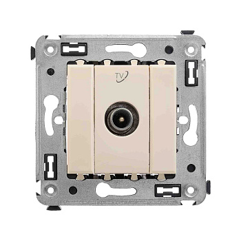 Розетка TV проходная в стену, "Avanti", "Ванильная дымка"