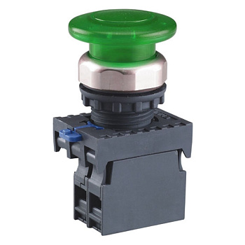 Кнопка управления "Грибок" Φ40мм（2）с самовозвратом NP8-10MD/1 1НО зеленая AC110В-220В(LED) IP65 (R)(CHINT)