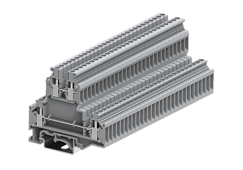 Клемма винтовая на DIN рейку, 2-х уровневая, 4 контакта, сечение провод. 4мм², серая