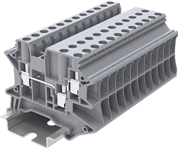 Клемма на DIN-рейку винт. 4 мм2 3 конт. проходная серая